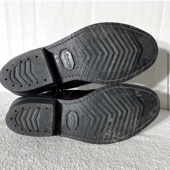 Vintage Burgundy Leather Western Style Round Toe Ankle Boots 7.5 - Picture 5 of 15